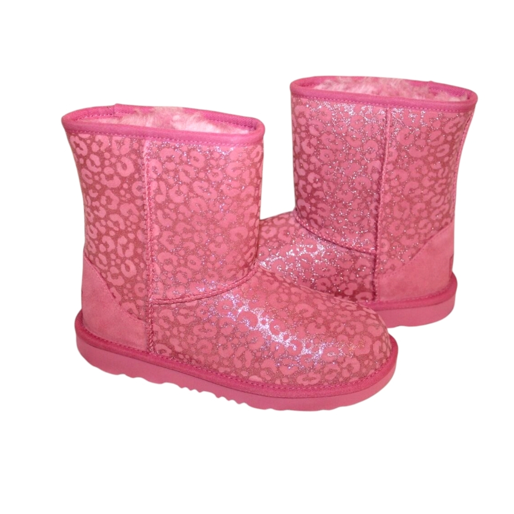 Ugg Girls Classic Glitter Leopard Winter Boots size 3